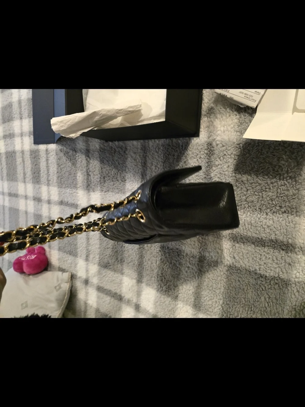 Chanel Classic Quilted Black Cavier Shoulder Bag with Gold Hardware
